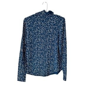 GAP Feather Turtleneck Womens Medium Blue Ditsy Floral Long Sleeve Jersey Top